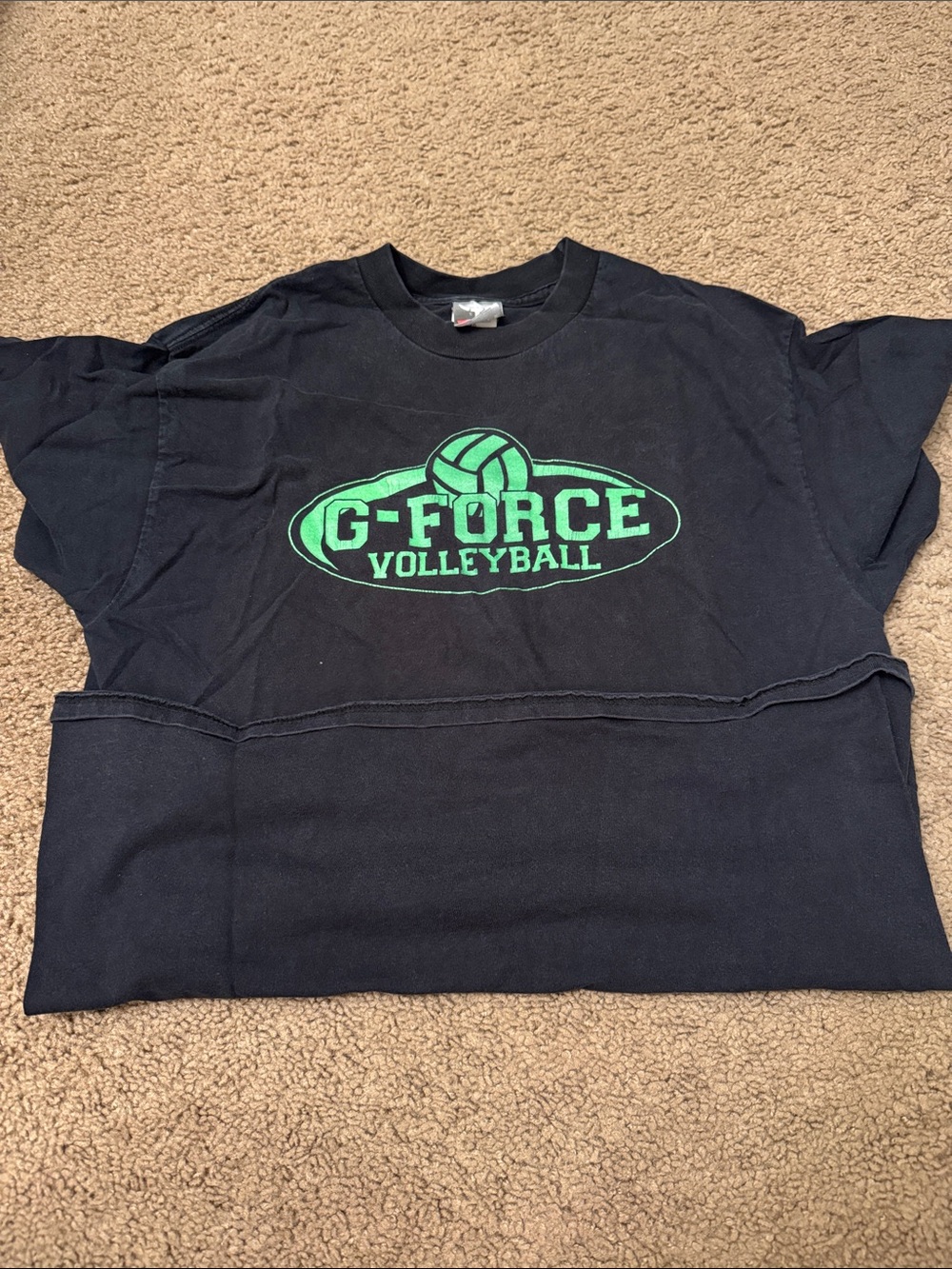 Hanes Black Short Sleeve Tee with Green G-Force Volleyball Logo